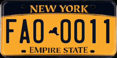 NY license plate FAO0011
