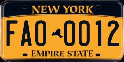 NY license plate FAO0012