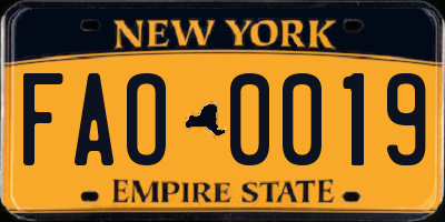 NY license plate FAO0019