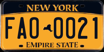 NY license plate FAO0021