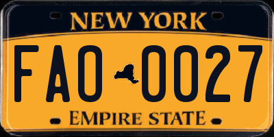 NY license plate FAO0027