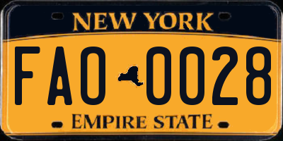 NY license plate FAO0028