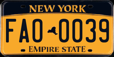 NY license plate FAO0039