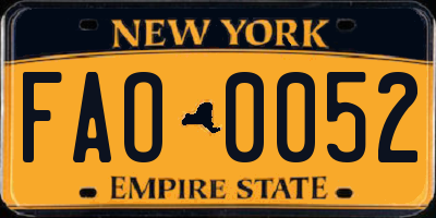 NY license plate FAO0052