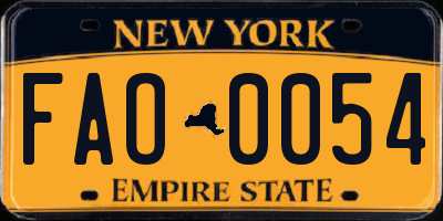 NY license plate FAO0054