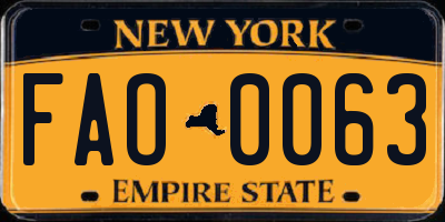 NY license plate FAO0063