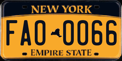 NY license plate FAO0066