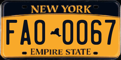 NY license plate FAO0067