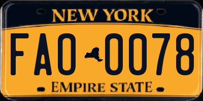 NY license plate FAO0078