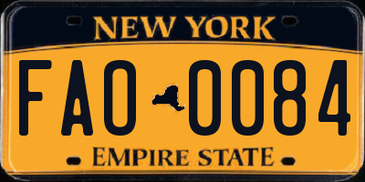 NY license plate FAO0084