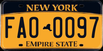 NY license plate FAO0097