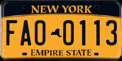 NY license plate FAO0113