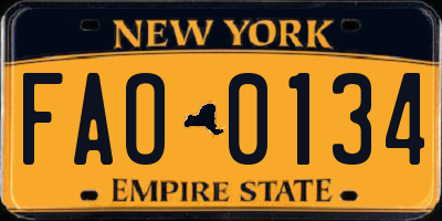 NY license plate FAO0134