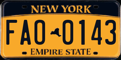 NY license plate FAO0143