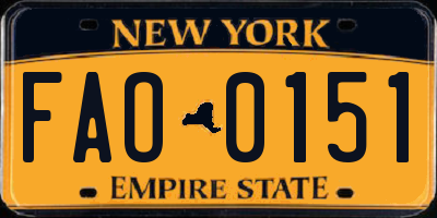 NY license plate FAO0151