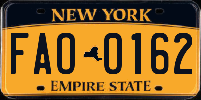 NY license plate FAO0162