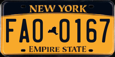 NY license plate FAO0167