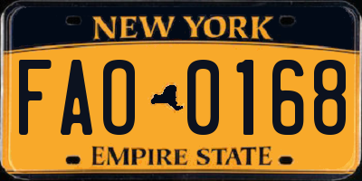 NY license plate FAO0168