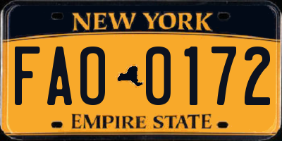 NY license plate FAO0172