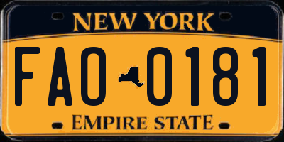 NY license plate FAO0181