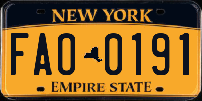 NY license plate FAO0191