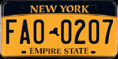 NY license plate FAO0207