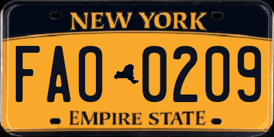 NY license plate FAO0209