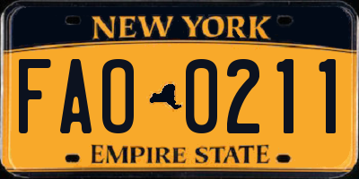 NY license plate FAO0211