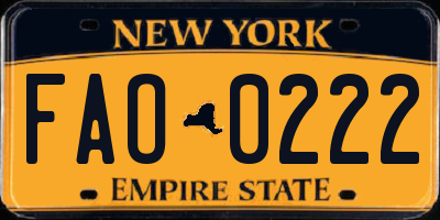 NY license plate FAO0222