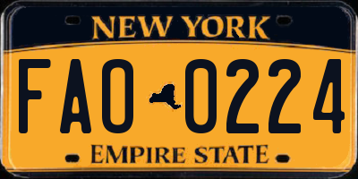 NY license plate FAO0224