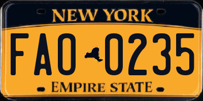 NY license plate FAO0235