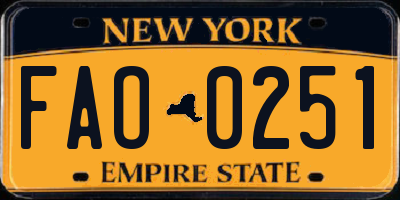 NY license plate FAO0251