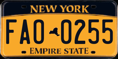 NY license plate FAO0255