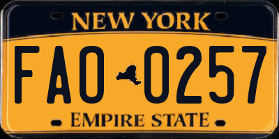NY license plate FAO0257