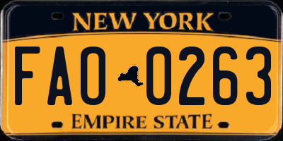 NY license plate FAO0263