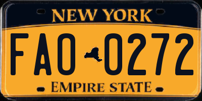 NY license plate FAO0272