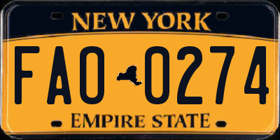 NY license plate FAO0274