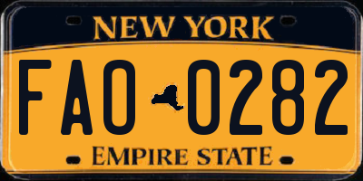 NY license plate FAO0282