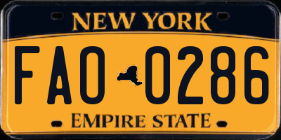 NY license plate FAO0286