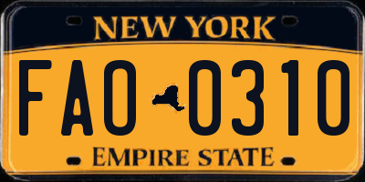 NY license plate FAO0310