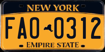 NY license plate FAO0312