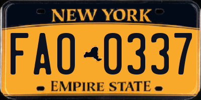 NY license plate FAO0337