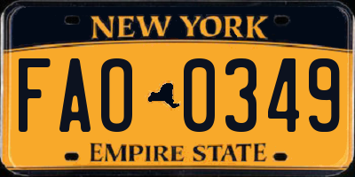 NY license plate FAO0349