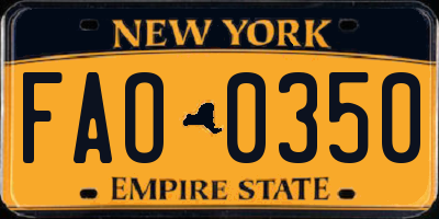 NY license plate FAO0350