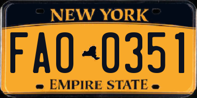NY license plate FAO0351