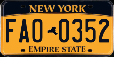 NY license plate FAO0352