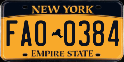 NY license plate FAO0384