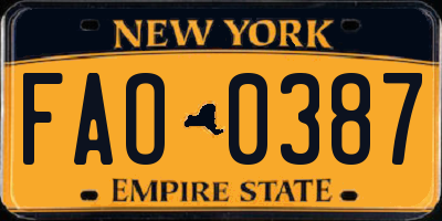 NY license plate FAO0387