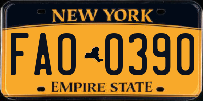 NY license plate FAO0390