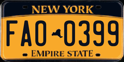 NY license plate FAO0399